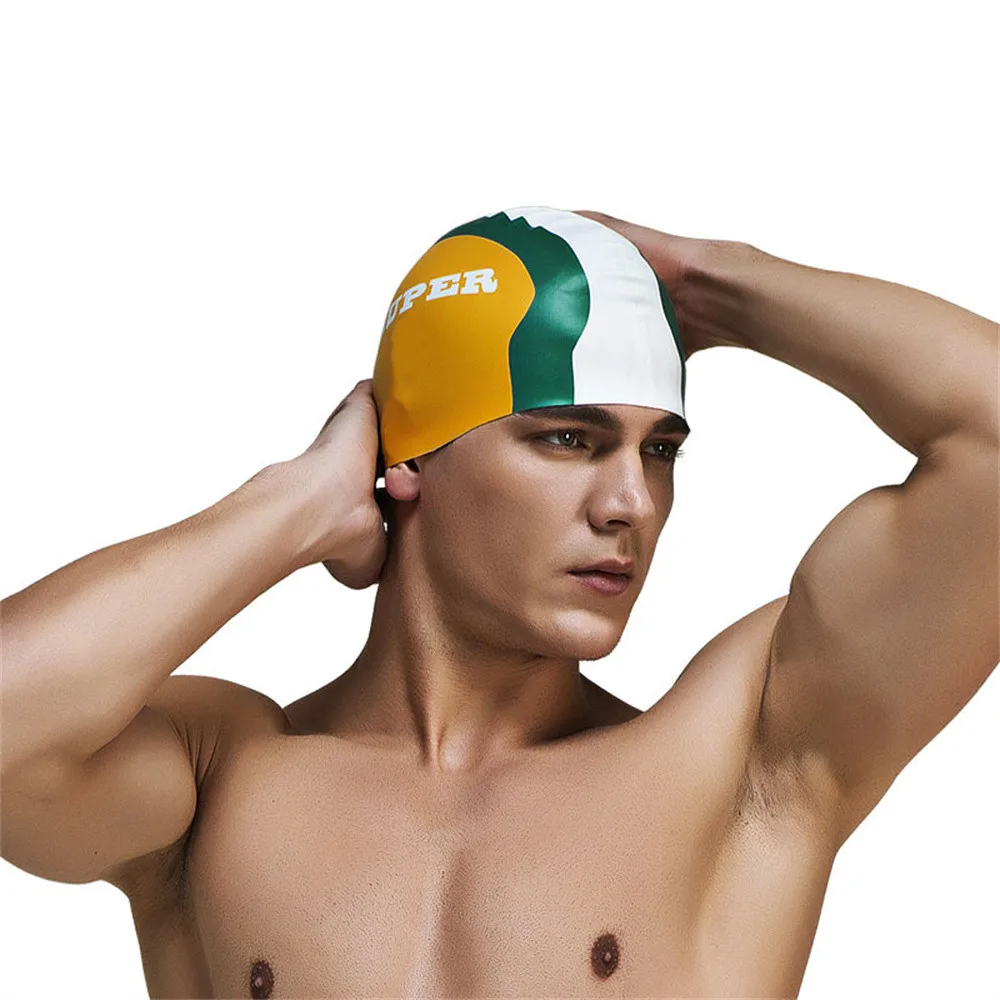 

1pcs Adjustable Silicone Swimming Cap Adults Waterproof Summer Swim Pool Cap Elastic Protect Ears Long Hair Colorful Diving Hat