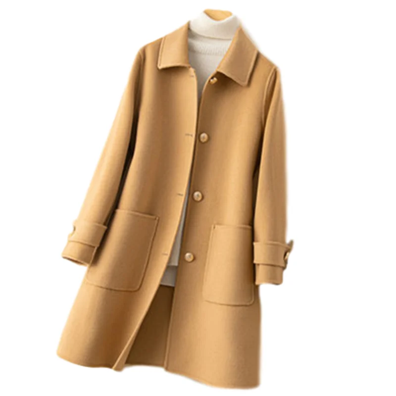 

Nice Autumn Winter Coat Women 100% Wool Jacket Female Short Korean Spring Both Sided Cashmere Overcoat Clothes Ladies Outerwear