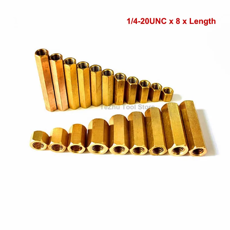 1/4-20UNC x 8 длина латунная шестигранная мужская и женская стойка крепление шпильки