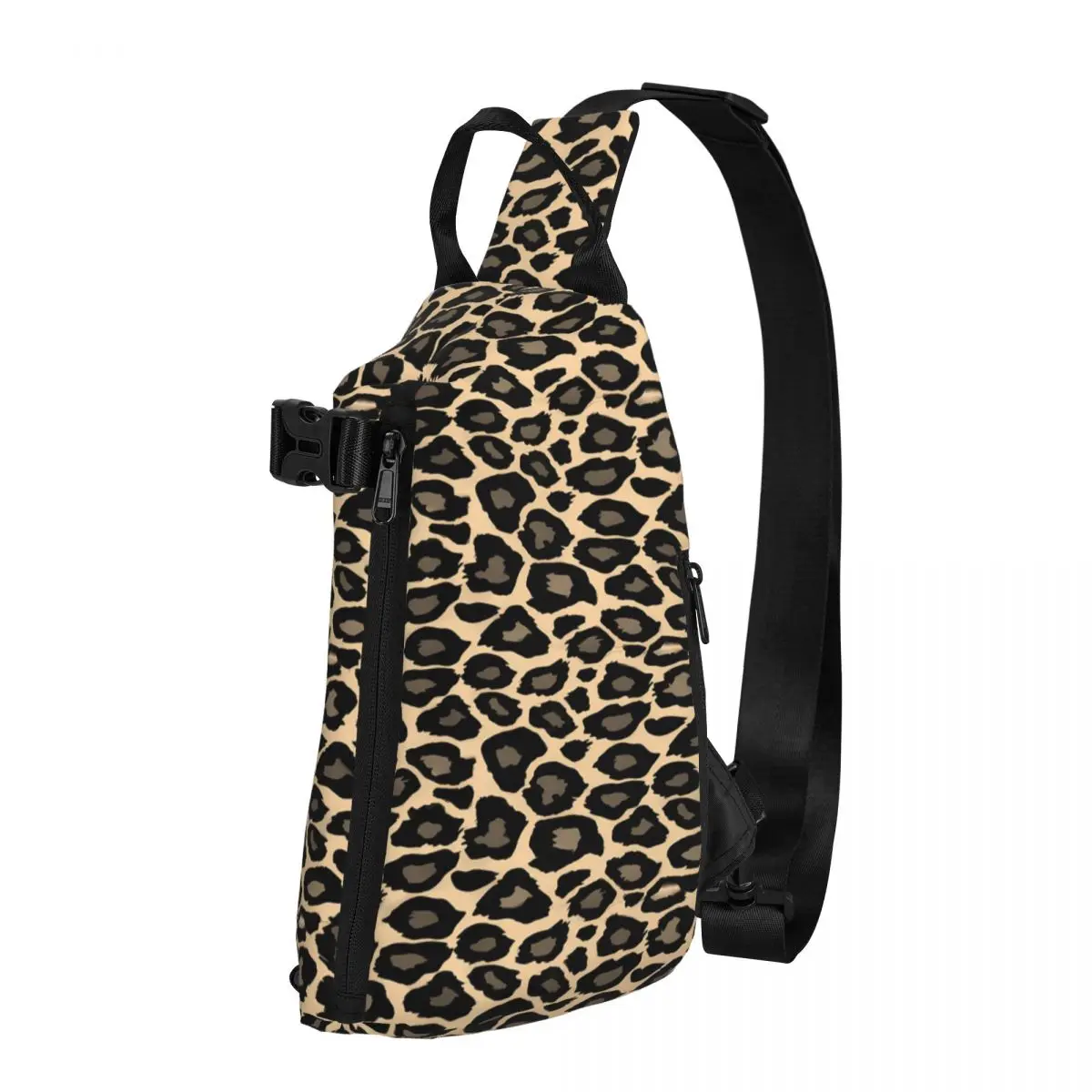 

Funky Leopard Print Shoulder Bags Black And Tan Cool Chest Bag Men Phone Sports Sling Bag Fishing Custom Small Bags