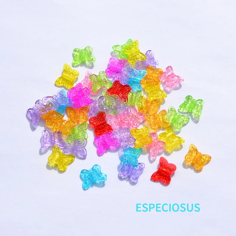 

DIY Jewelry Handcraft Accessory Transparent Acrylic Butterfly Beads Multi Color Insect Spacer Bracelet Making Departments 100pcs