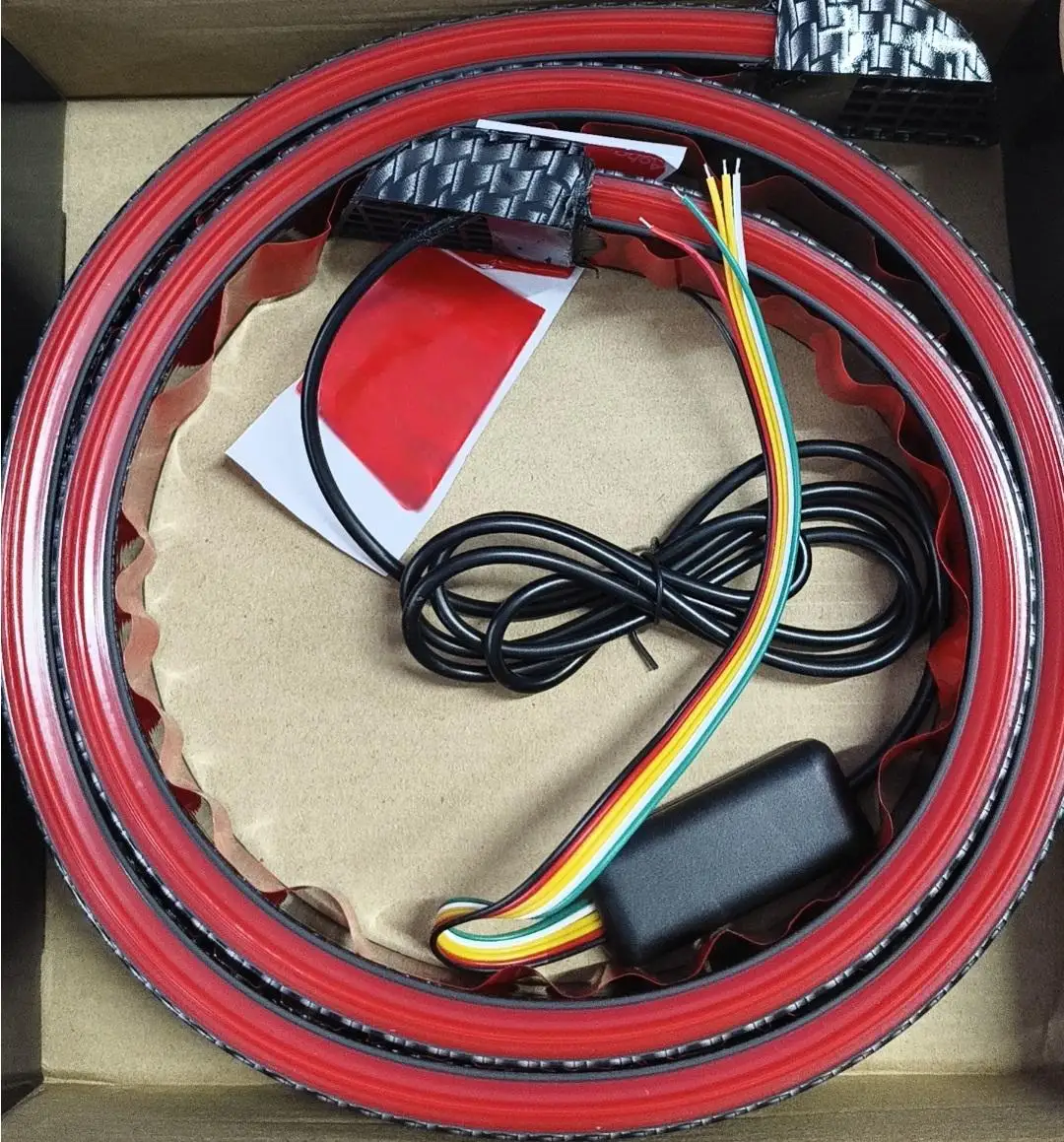 

Автомобильный спойлер Flexibl со светодиодной подсветкой, универсальный черный Задний спойлер из углеродного волокна, для автомобиля, третья Тормозная задняя подсветка, дисплей 12 В