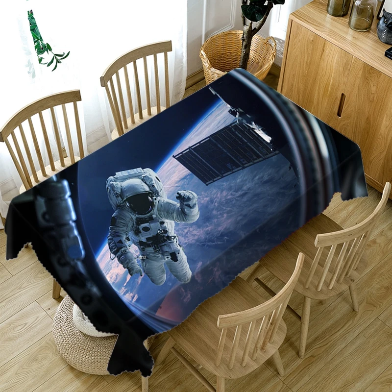 

Blue Outer Space Planet System Pattern Linen Stain Proof Dustproof Wedding Decoration Tablecloth Mantel Kitchen Table Decoration