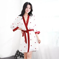 2021 womens spring summer robe sets woman kimono slim print sexy female sleepwear short v neck with sashes nightwear ladies