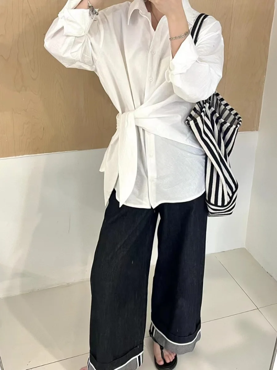 Женские рубашки с длинными рукавами Design Sense ранняя осень 2024 новая утягивающая