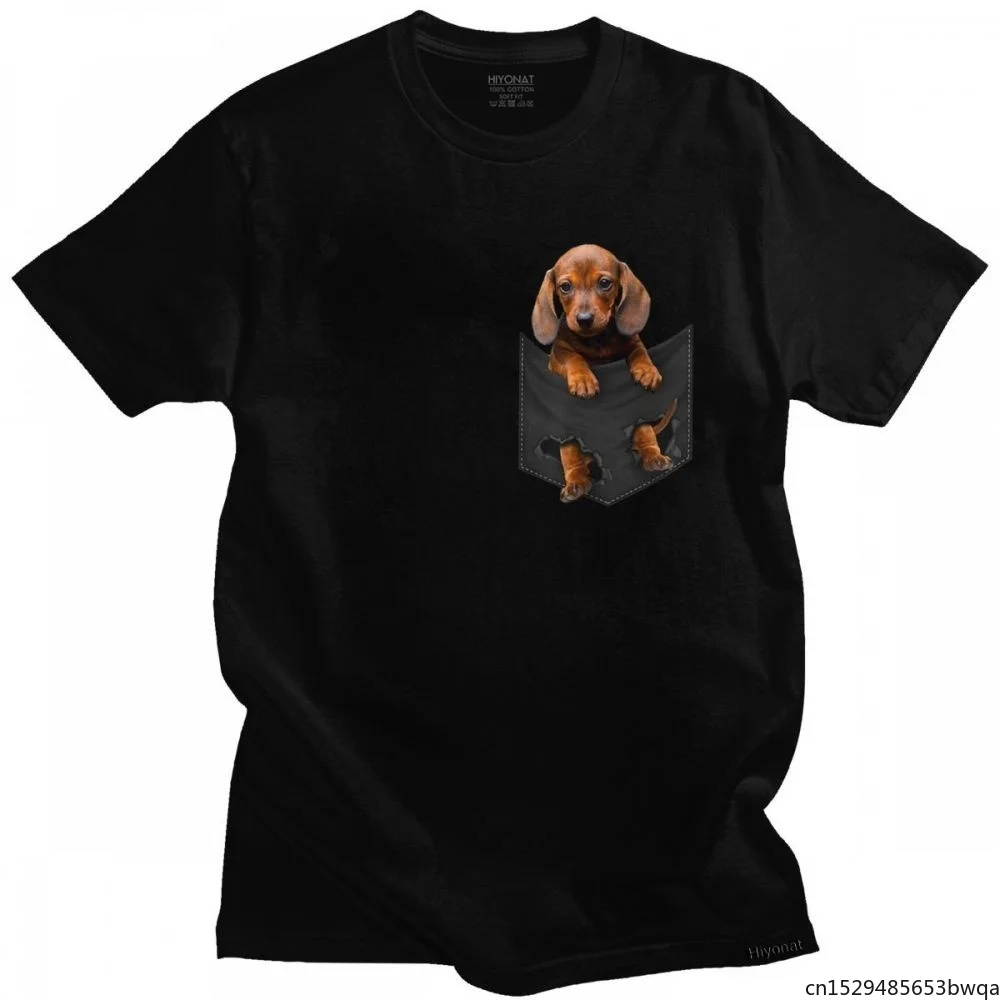

Funny Dachshund In My Pocket T Shirt Men Short Sleeve T-shirt Fashion Kawaii Print Pet Dog Tshirt Casual Designer Tee Top