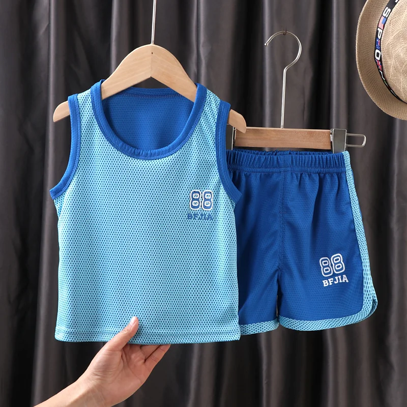 Tracksuit Pijamas Sweatshirts T-shirts Teenage Sports Print Vest Two Pieces Set Summer Clothes for Children Shorts Kids Girl Boy