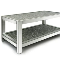 2 layers mirrored coffee table crushed diamond insert for living room hotel