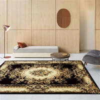 european style carpet for living room vintage home decor luxury black bedside foot mat square washable non skid polyester carpet
