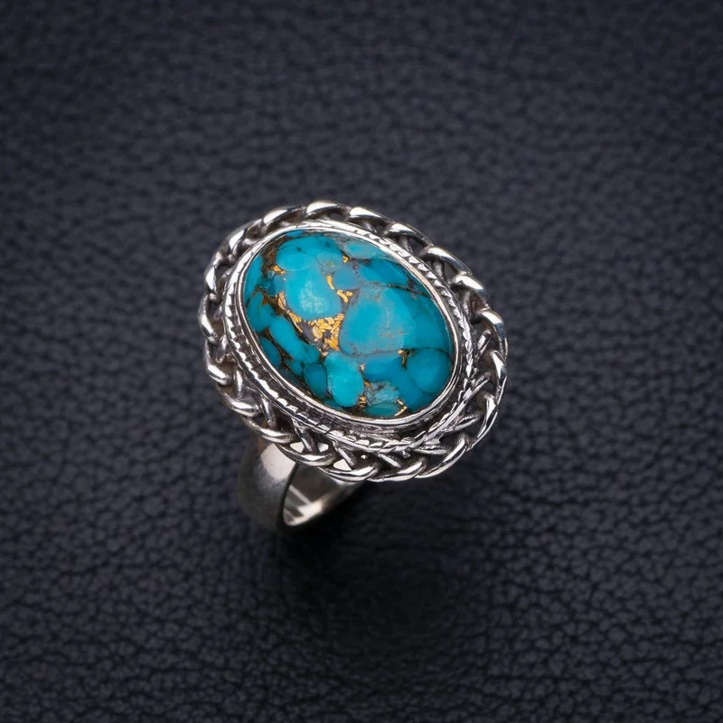 

StarGems Natural Copper Turquoise Handmade 925 Sterling Silver Ring 6.75 E8618