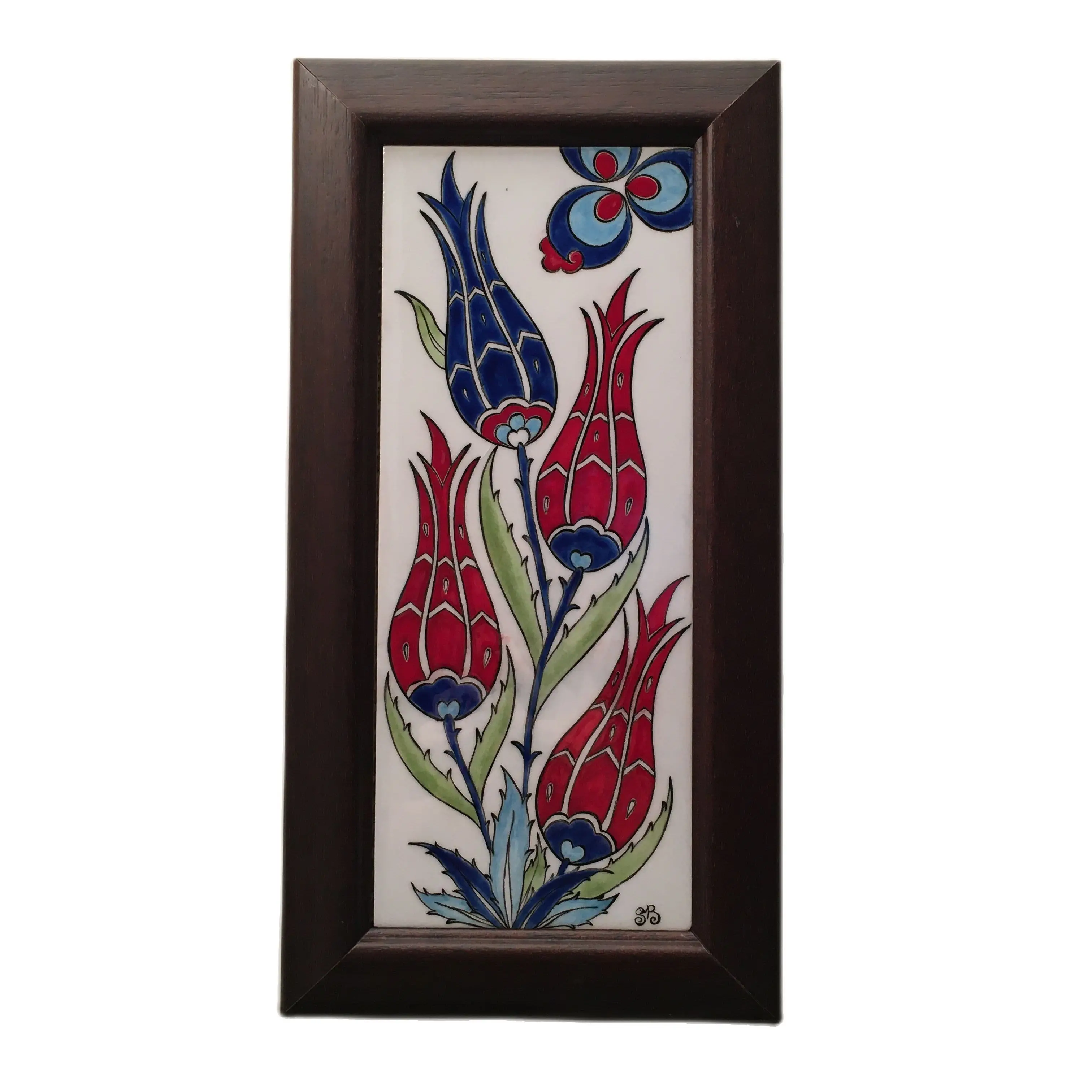 

Плитка Iznik, искусство, ручная работа, картина, стиль османка, традиционное искусство, работа с деревянной рамкой