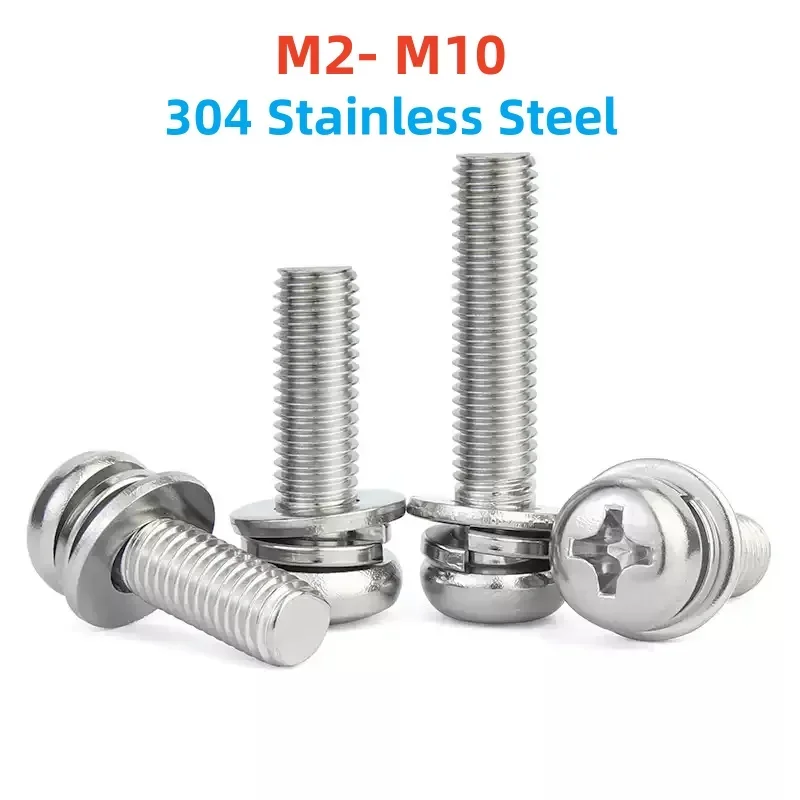 

Винт с потайной головкой из нержавеющей стали 304. M2 M2.5 M3 M4 M5 M6 M8 M10. Плоская шайба. Пружинная прокладка. Сборочный болт.