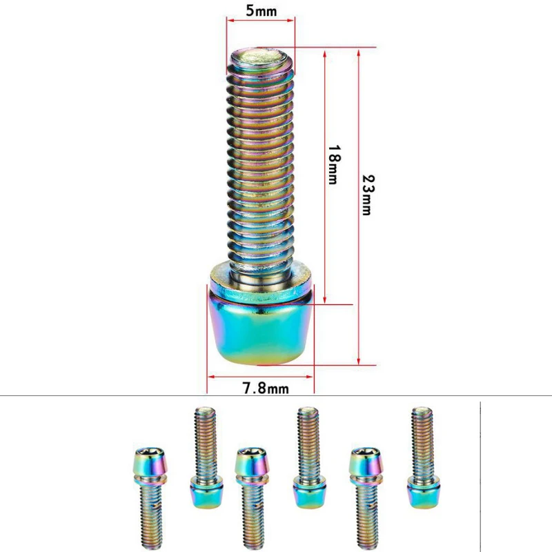 

6 Pcs/lots Bicycle Kettle Rack Color M5*15mm stem Aluminum Alloy Screw road stem Mountain Folding Bicycle Accessories parts