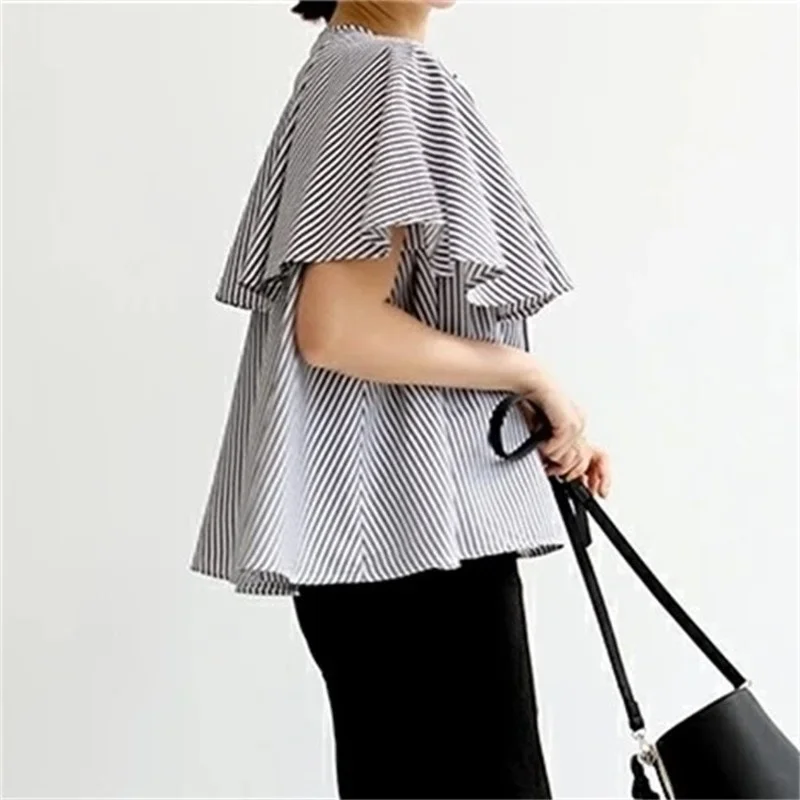 Лето 2024 новый свободный дизайн блузка с круглым вырезом женские однобортные