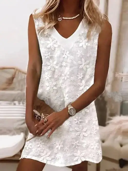 

Fashionable and Popular Embroidery Lace Tank Top Dress 2023 New Hot Selling Fashion Women's Wear