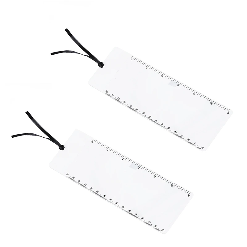 

2Pcs Pocket Ruler Bookmark Magnifier Sheet Magnifying 3X Magnification