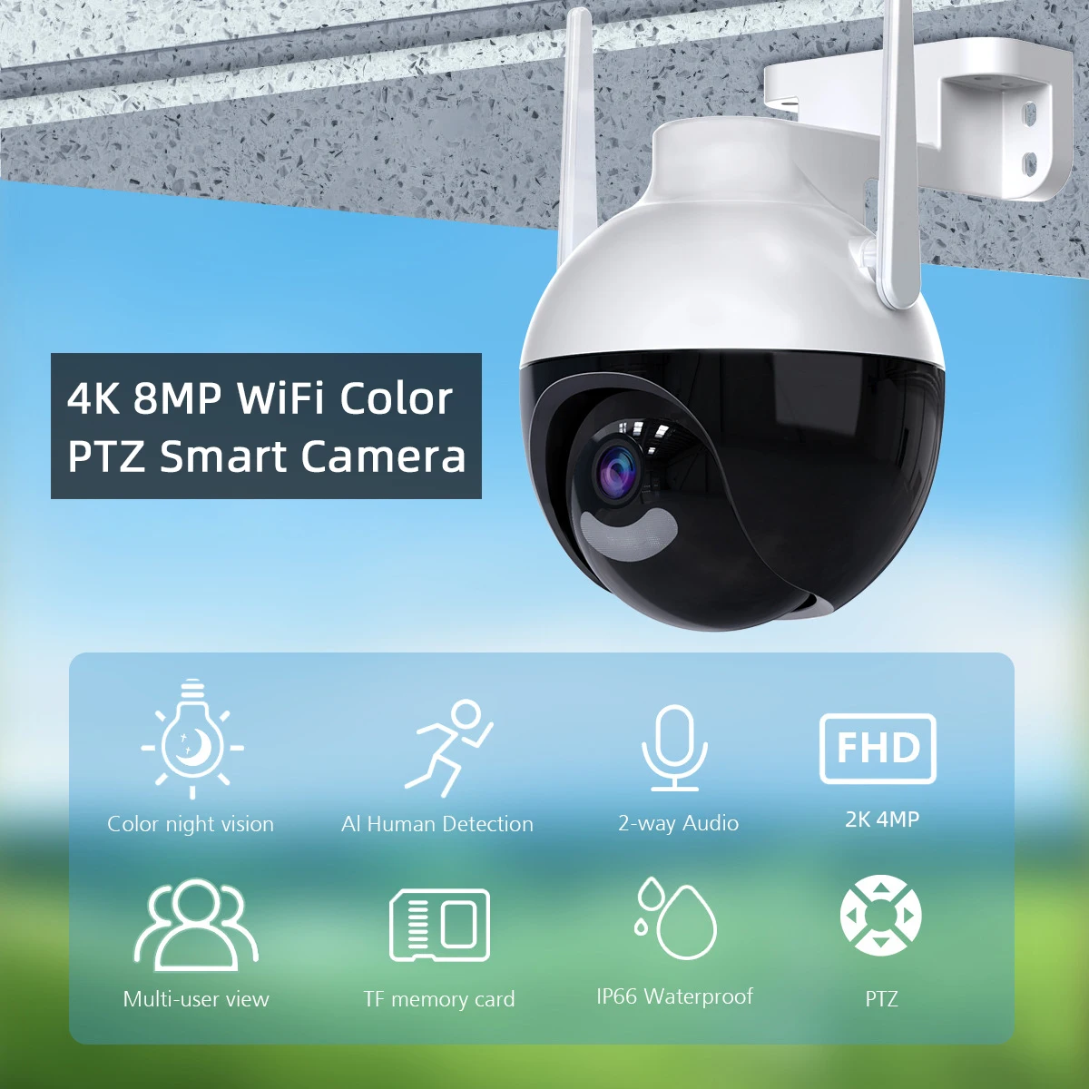 

IP-камера наружного видеонаблюдения, 4K, 8 Мп, 4 МП