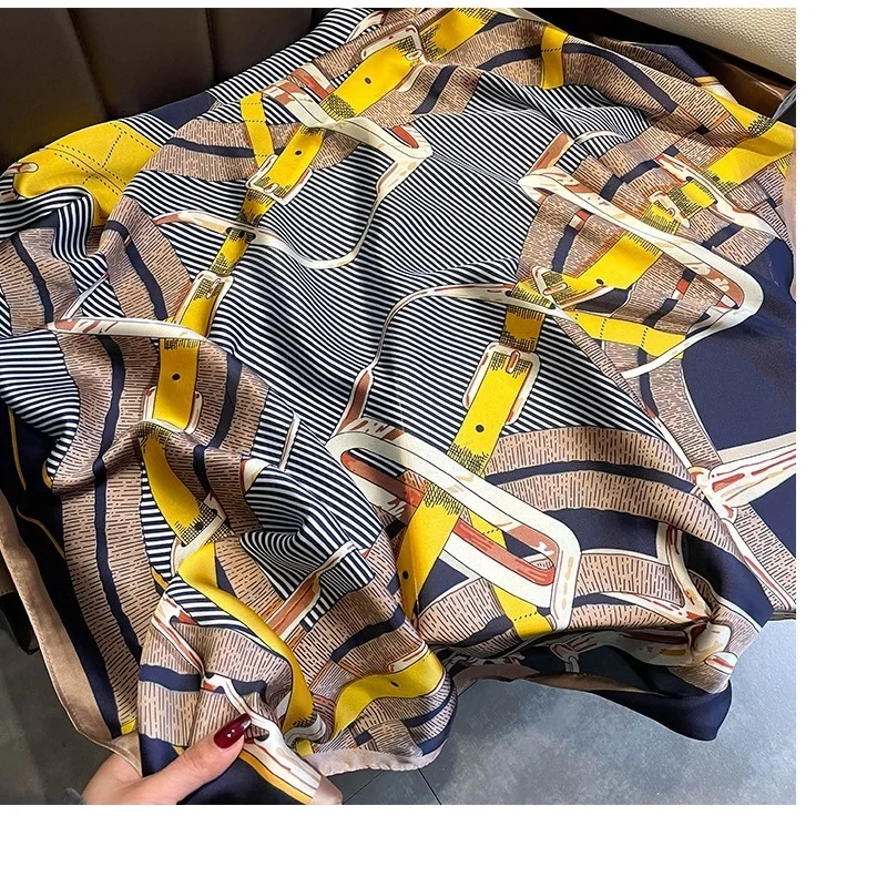 Шарф квадратный Женский Модный Шелковый платок большой головной 35 дюймов хиджаб