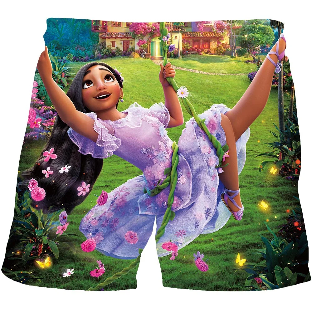 

Encanto Girls Summer Sport Shorts Clothes Kids Mirabel Casual Short Pants Children's Disney Series Elastic Waist Short Trousers