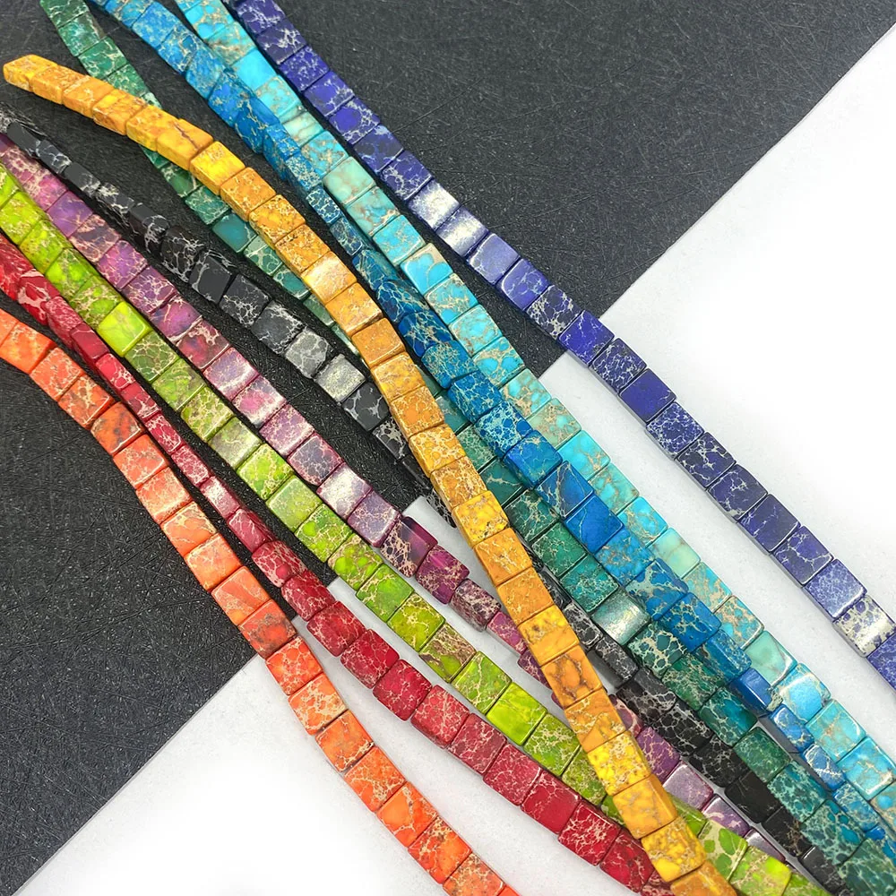 

Natural Stone Turquoise Bead Necklace Making Square Colorful Loose Beads DIY Making Bracelet Accessories Supplies Jewelry Charm