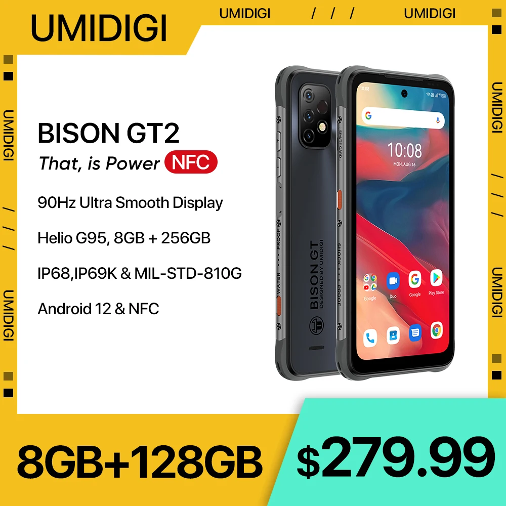 

In Stock UMIDIGI BISON GT2 / BISON GT2 PRO Android Rugged Smartphone Helio G95 6.5" FHD+ NFC 64MP Camera 6150mAh Battery Phone