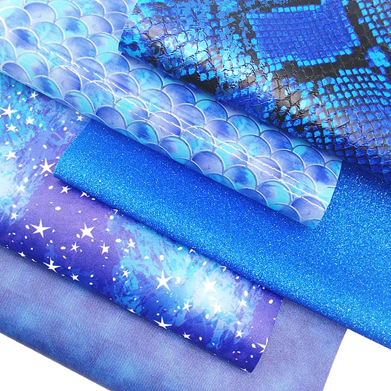 

Голубая рыба чешуи на заказ прозрачные желейные листы змея искусственная кожа Звезда Космос джинсовая ткань из искусственной кожи для DIY 21x29 см Y170