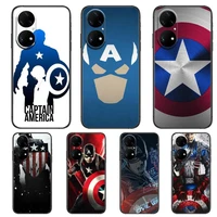 marvel captain america phone case for huawei p50 p40 p30 p20 10 9 8 lite e pro plus black etui coque painting hoesjes comic fas