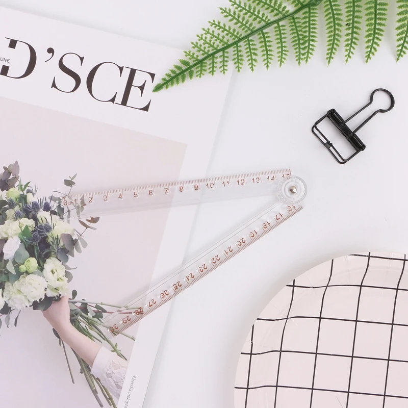 

2022 New Clear Acrylic Folding Straight Ruler Drawing Student Stationery School Supplies