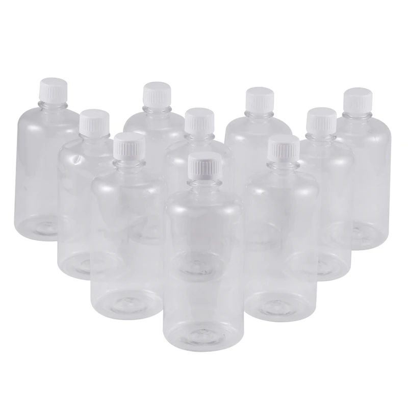 

10Pcs 500Ml Clear Plastic Lab Seal Reagent Bottle Chemical Graduation Sample Bottle