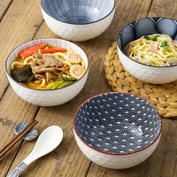 household rice bowl ramen bowl japanese ceramic restaurant tableware 6 inch nordic style net red creative relief bowl