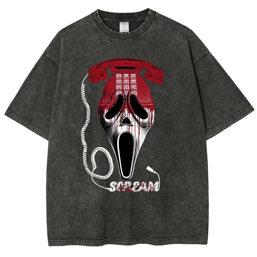 

Pure cotton denim short sleeved T-shirt for men's summer thin body T-shirt washed with water, old trendy brand loose T-shirt