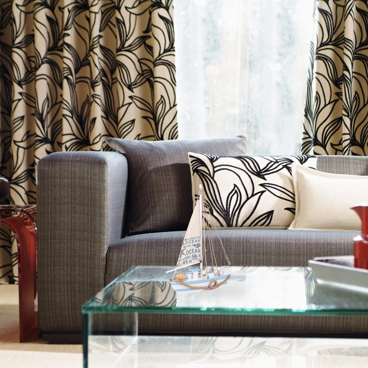 

Sailboat Sailing Boat Nautical Miniature Decor Wall Model Sailboats Rustic Signs Beach Tabletop Decorative Wood Figurine Rowboat