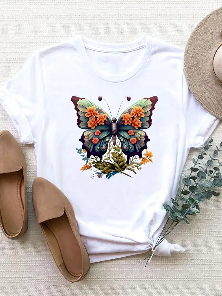 

Женская футболка с коротким рукавом и принтом, с цветочным принтом