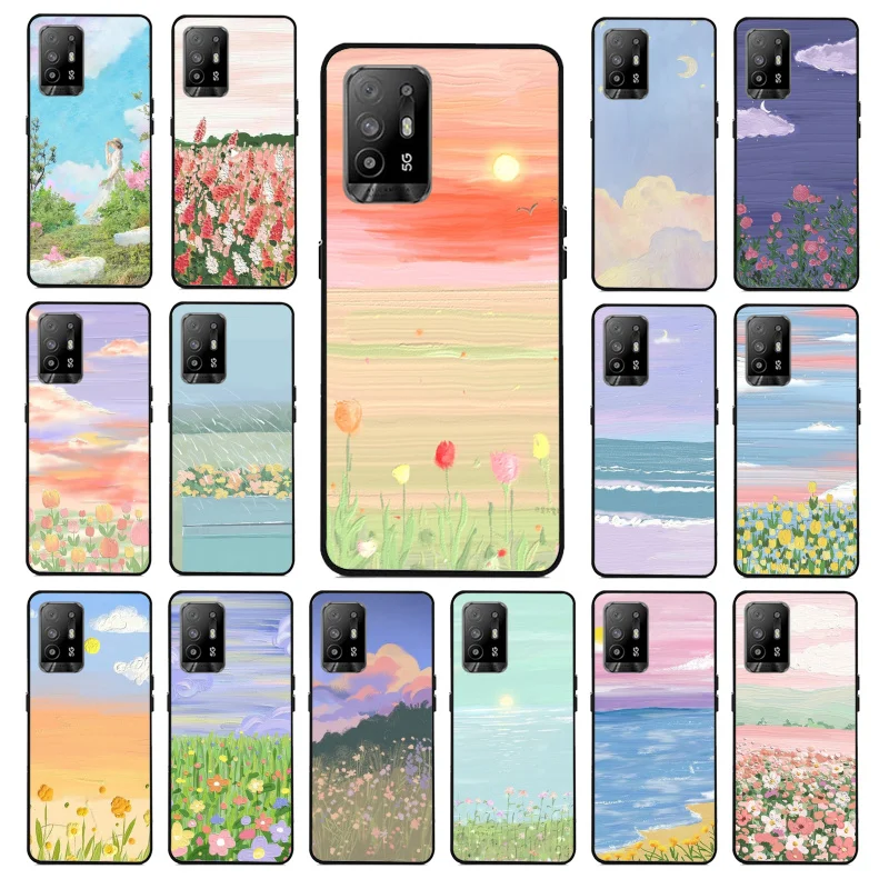 

Oil painting of flowers Sceneary Phone Case for OPPO A54 A74 A94 A53S A9 A5 A15 A16 A91 A96 A76 Reno8 8Pro Reno2 Z