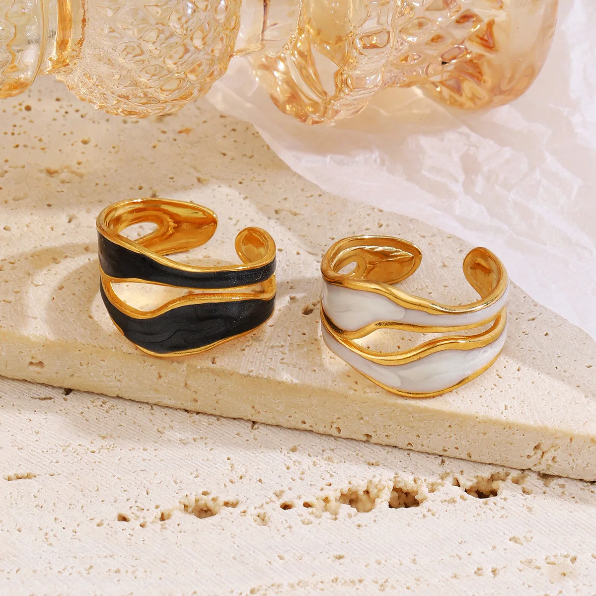 Женское кольцо из нержавеющей стали винтажное регулируемое с открытым ртом в