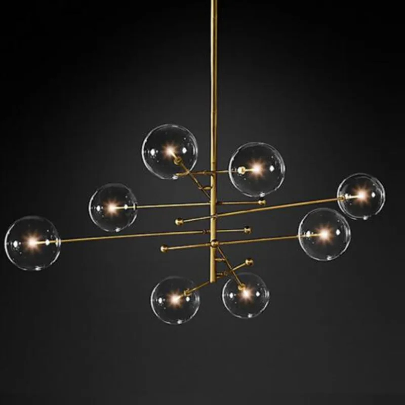 

Postmodern LED Chandelier Living Room Black Gold Hanging Light Fixture Nordic Dining Room Glass ball Pendant Lamp Lighting