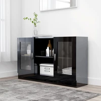 cabinet showcase black glossy 120x305x70 cm chipboard