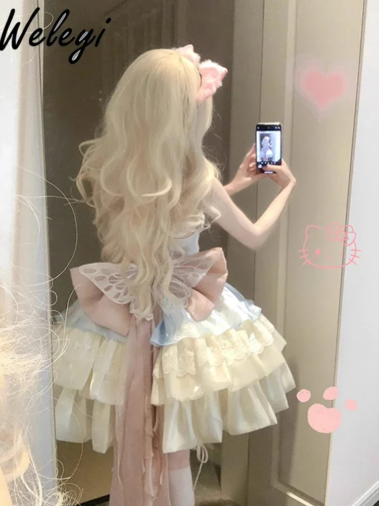 Пикантные платья jкомпенсации лолита новинка Персиковое синее розовое