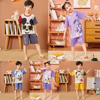 disney mickey mouse childrens pajamas set summer thin boy combed cotton short sleeved baby cartoon girl sleepwear suit tide