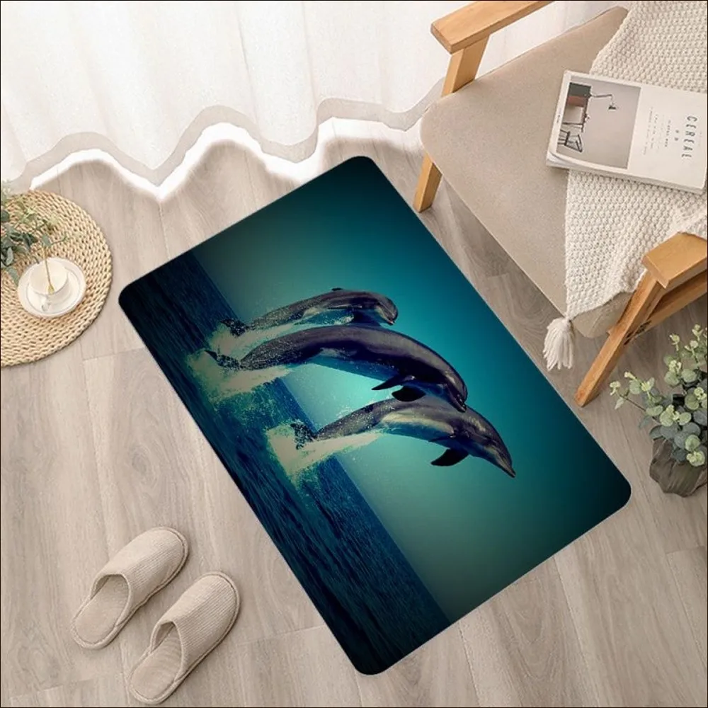 Подводный мир Дельфин Черепаха напольный коврик Прямоугольный