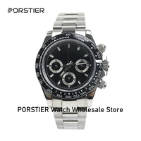 porstier men luxury brand chronograph male sport watches waterproof stainless steel automatic vk63 quartz watch relojes hombre