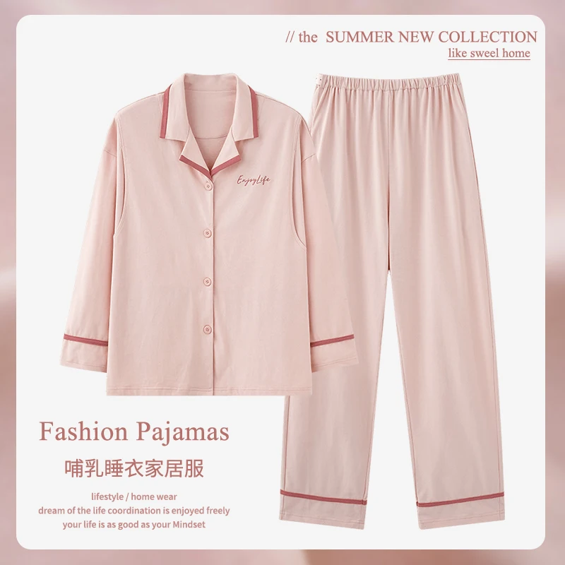 Confinement Clothing Summer Thin Postpartum Materni Pajamas Women Spring and Autumn Pregnancy Plus size Nursing H...