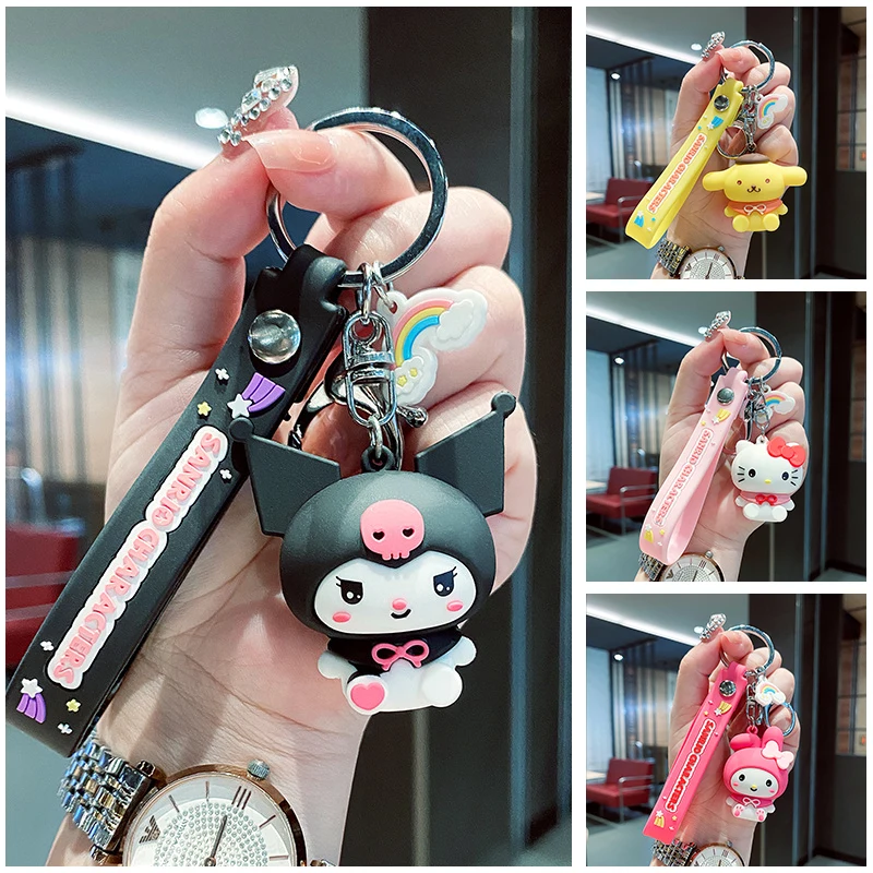 

Sanrioed New Soft Rubber My Melody Kuromi Cinnamorol Keychain Cute Cartoon Animation Car Pendant Schoolbag Hanging Ornament