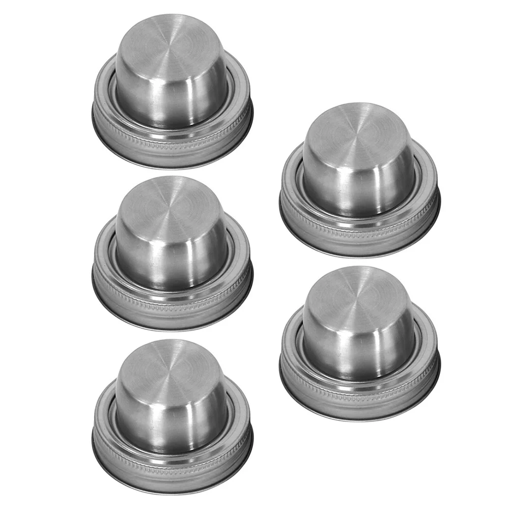 

5 Pcs Stainless Steel Spice Lid Cocktail Shaker Lid Pepper Flour Shaker Lid