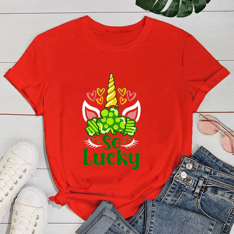 (Футболка премиум-класса) забавная Футболка с принтом единорога на удачу для