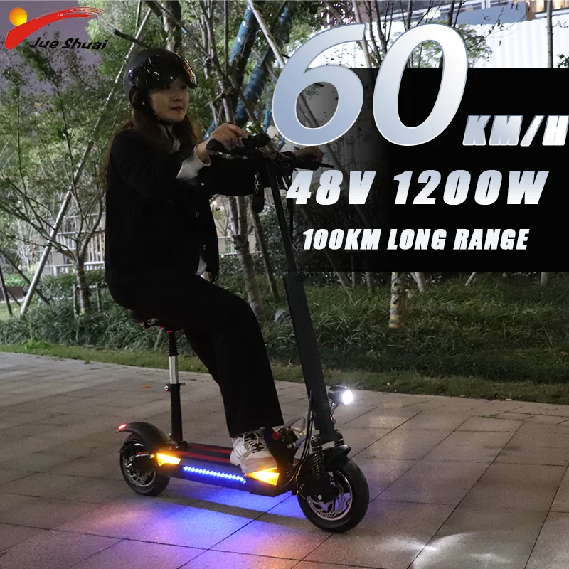 

Electric Scooter 48V 1200W Single Motor Electric Scooters Adults with Seat 60KM/H Speed E Scooter with Remote Key EU USA Stock