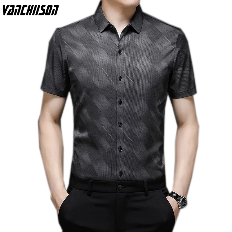 

Vintage Shirts Short Sleeve for Men Plaids Checkered Checkboard Retro Casual Male Fashion Turndown Collar TUE04U01