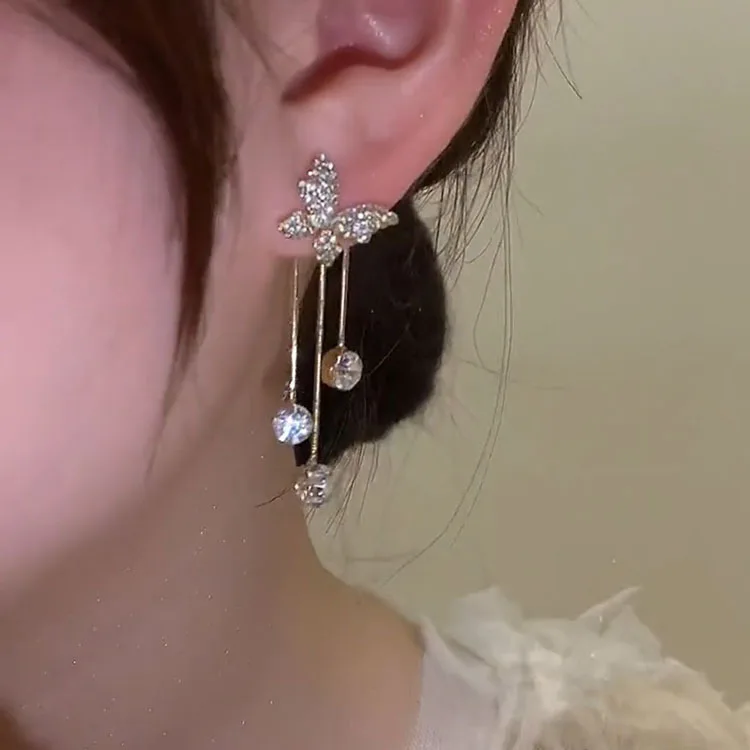 Y2K модные изысканные блестящие серьги-подвески со звездами из циркония для