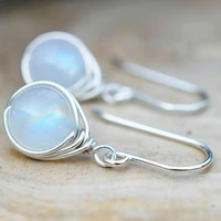 new vintage silver plated white opals drop earrings for women retro fashion jewelry daily wear party gift accessories earring