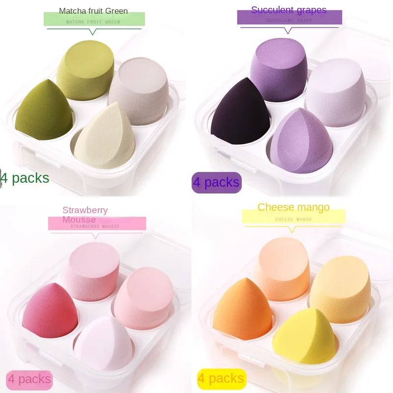 4pcs Makeup Sponge Blender Beauty Egg Lasting Cosmetic Puff Soft Foundation Sponges Wet and Dry Powder Puff Make Up Accessories